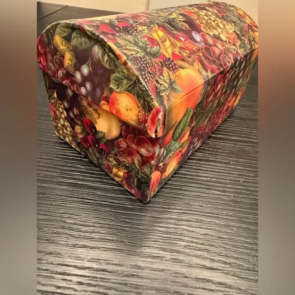 Vintage Fruit Motif Cardboard Jewelry Box Storage Box with Mirror